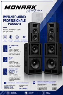 monark auditorium - impianto audio professionale passivo 3 vie (5200w