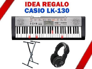 casio lk 130 idea regalo - tastiera cinque ottave tasti luminosi con supporto e cuffie