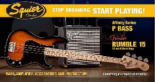 squier by fender affinity precision bass pack con rumble 15 watt - bsb brown sunburst