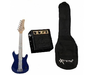 extreme eg80kit bl mini guitar pack blu amplificatore incluso