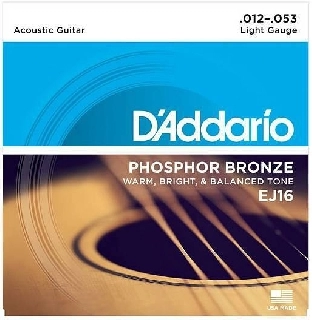 d'addario ej16 phosphor bronze - corde per chitarra acustica light, 12-53